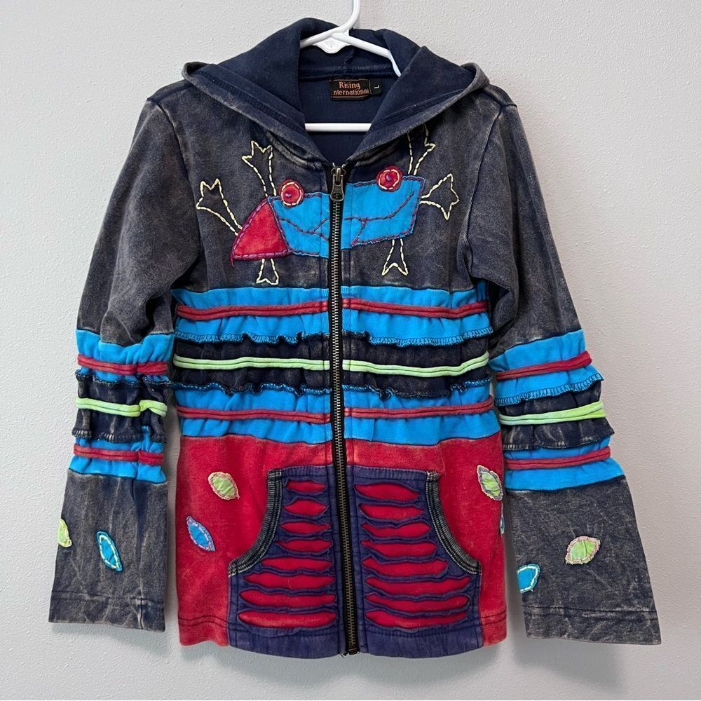 Rising International Long Sleeve Zip Up Hoodie Size L 10/12